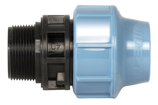 Anschlussverschraubung Außengewinde AG x PE-Rohre 16 - 110 mm Unidelta (Klemmfitting bis 16 bar)