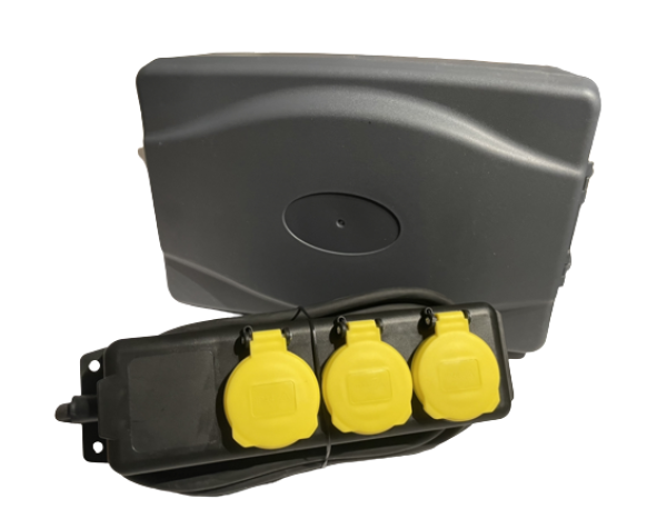 Stecker-Schutzbox mit 8m Verlängerungskabel / Wetterschutzbox mit Steckdosenleiste 8 m