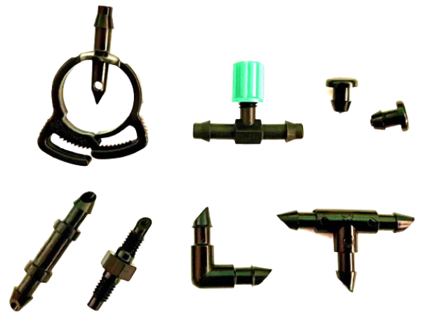 Fittings Micro-Leitung 4 / 6 mm (Microbewässerung Fittings - Verbinder / Stopfen / Hahn / L / T Stück)